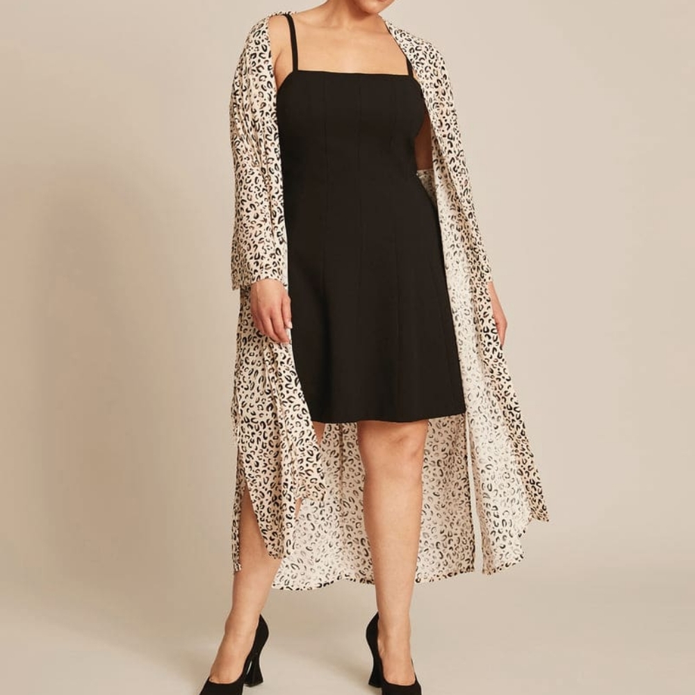 NEW 11 Honoré Light Tan Leopard Print Gabi Flowy Duster 2X